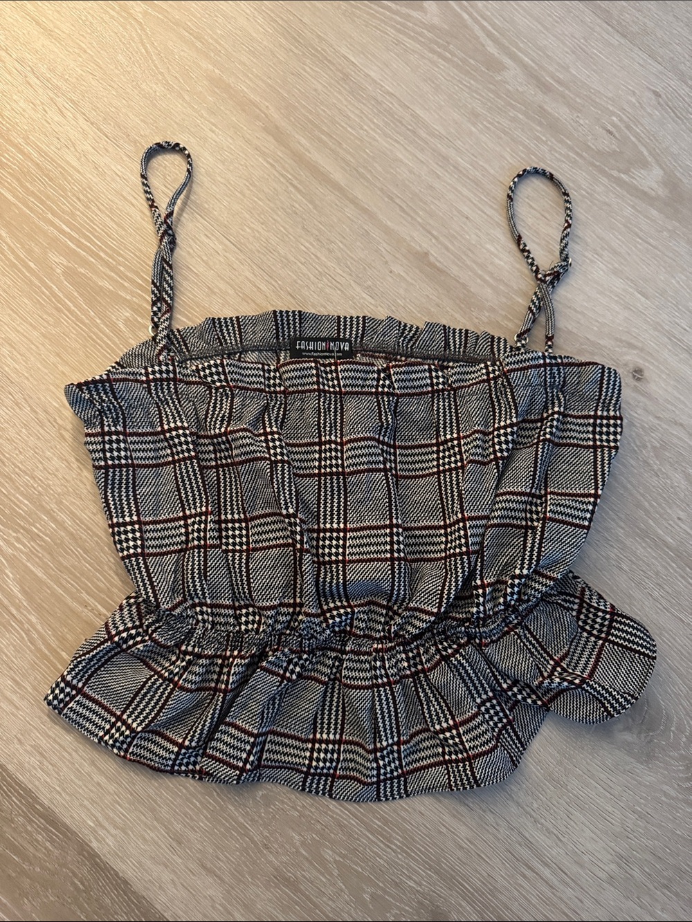 Schooled Plaid Smocked Peplum Cami NEW 🏷️